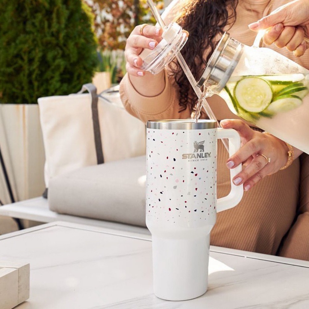 Stanley RARE Adventure 40oz Stainless Steel Quencher Tumbler - white terrazzo